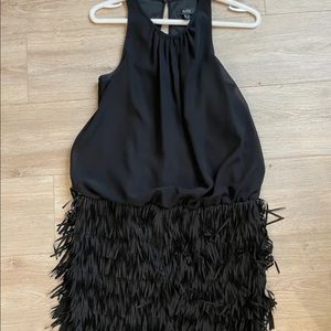 Black fringe cocktail dress